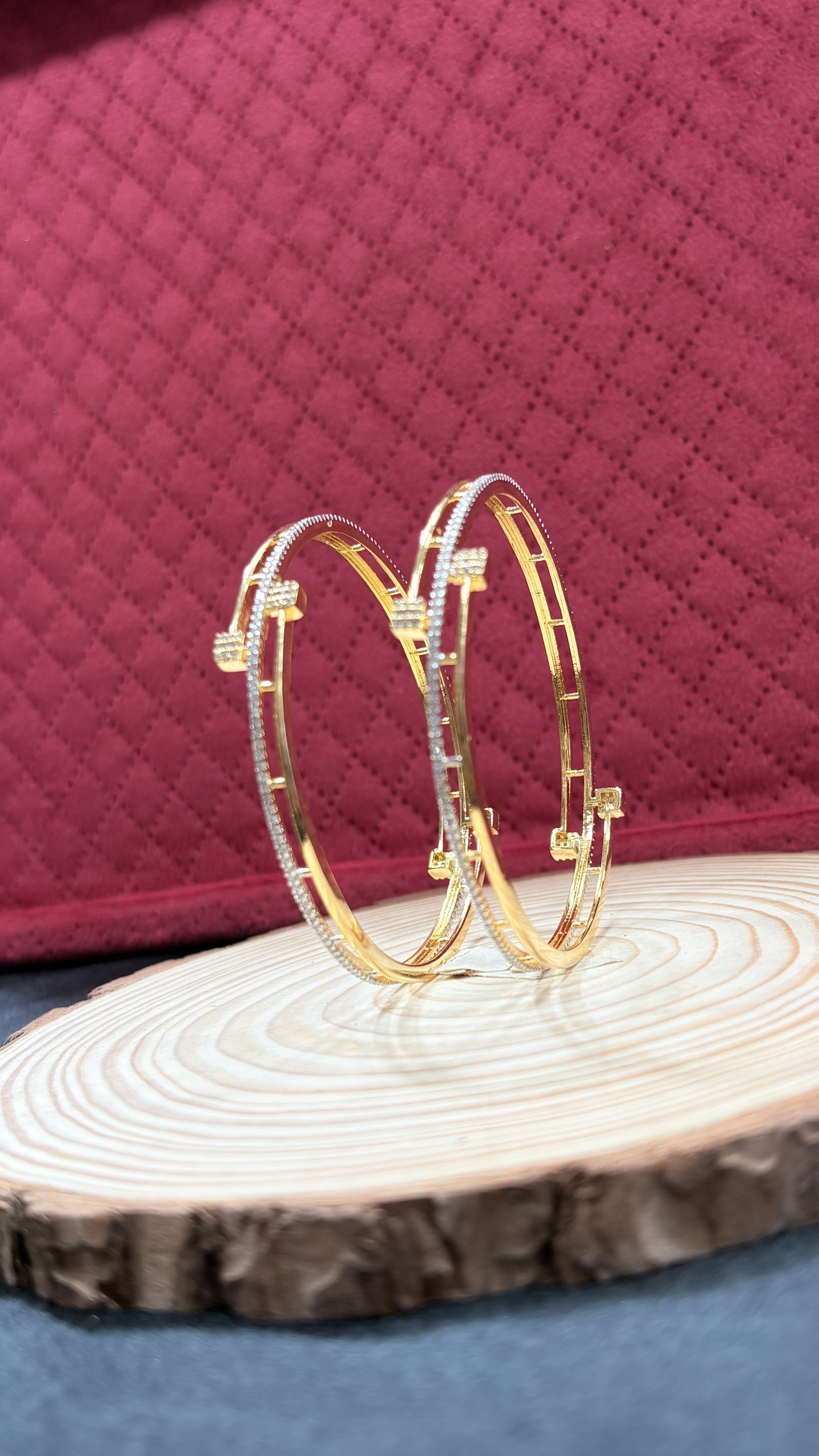 Elegant Gold and Diamond-Studded Bangles