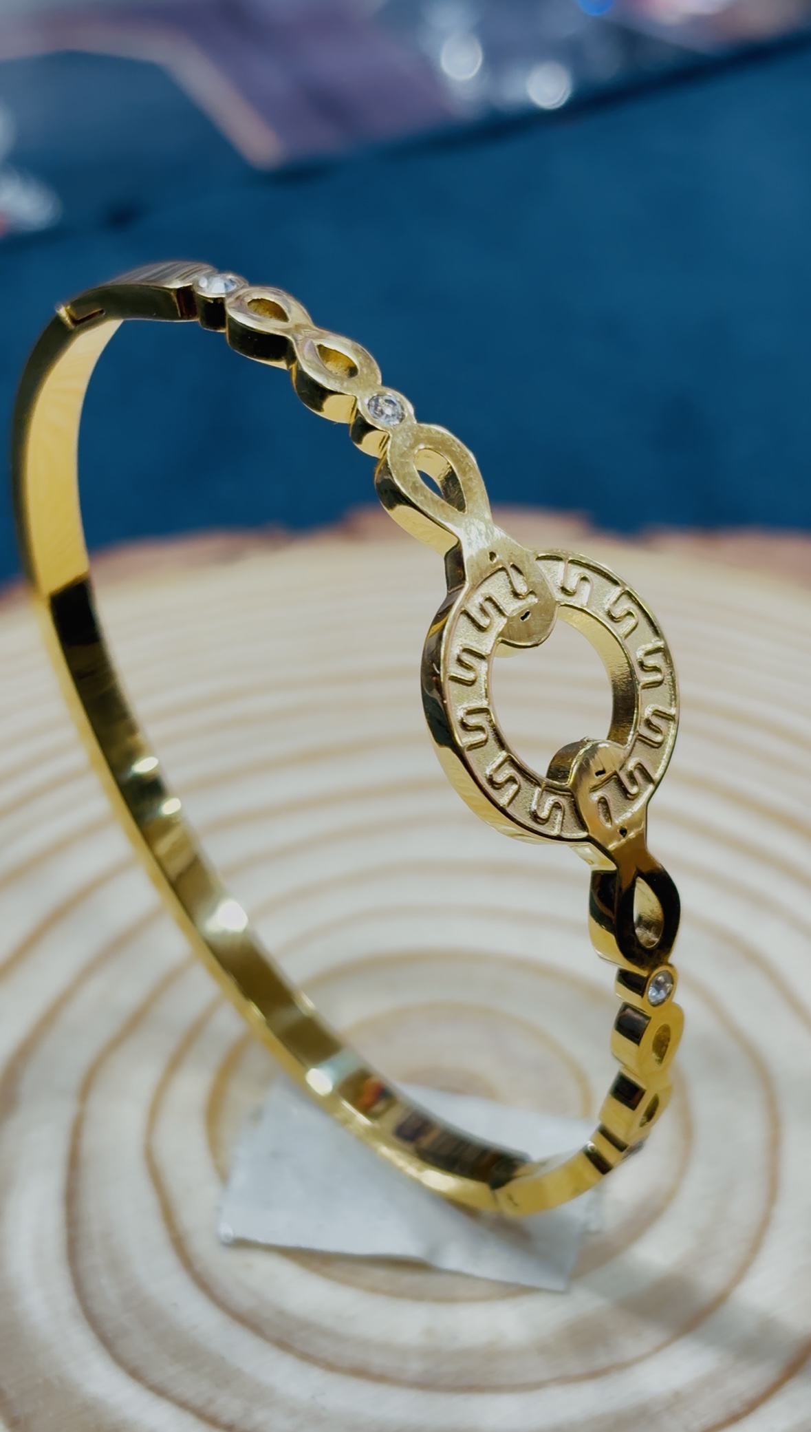 Elegant Gold-Plated Bangles with Circular Pendant
