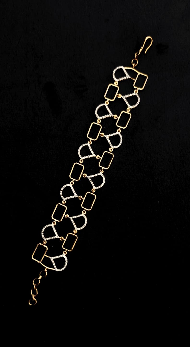 Elegant Gold-Plated Bracelet with Diamond Accents
