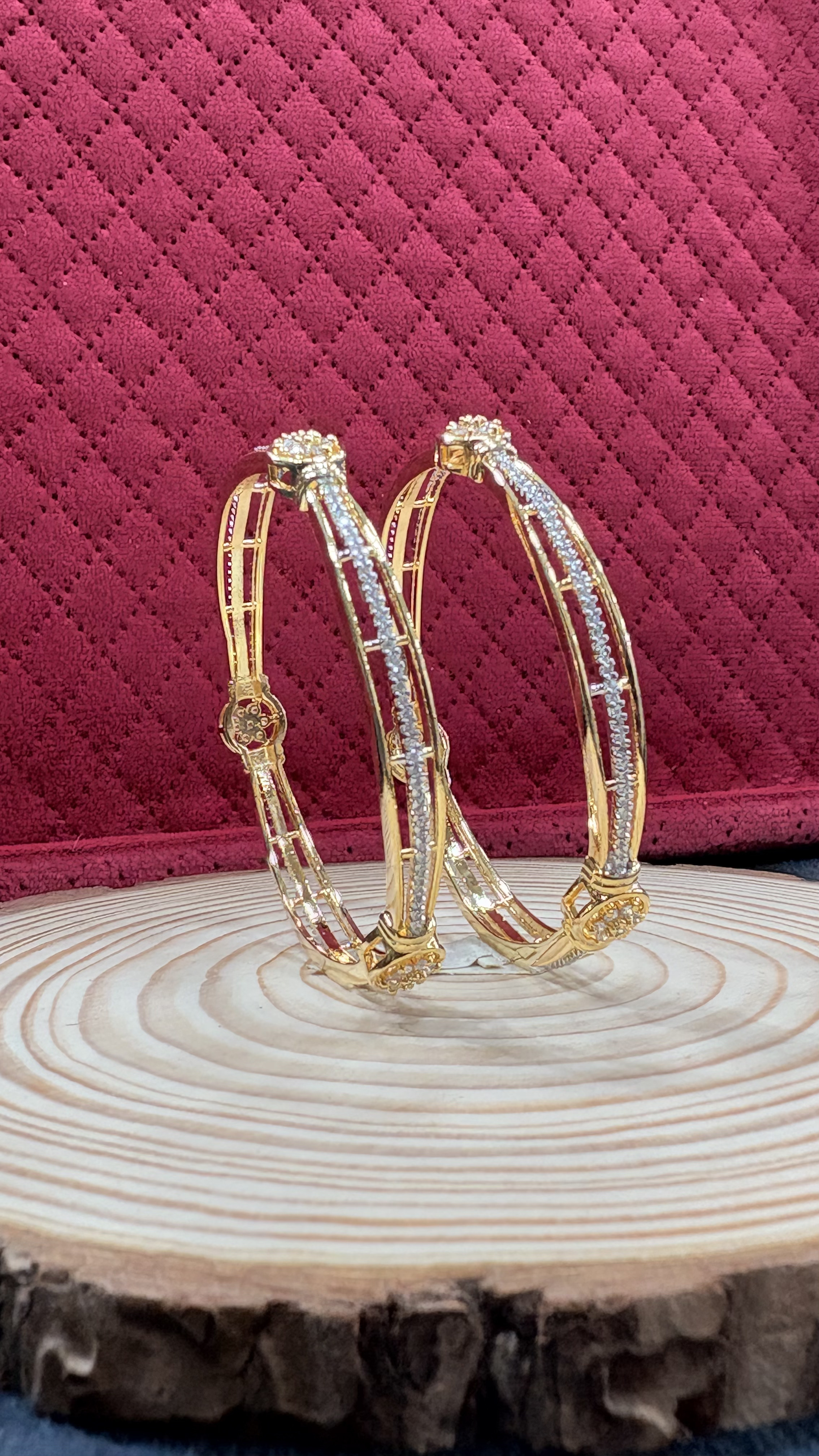 Elegant Gold-Plated Designer Two Tone AD Bangles