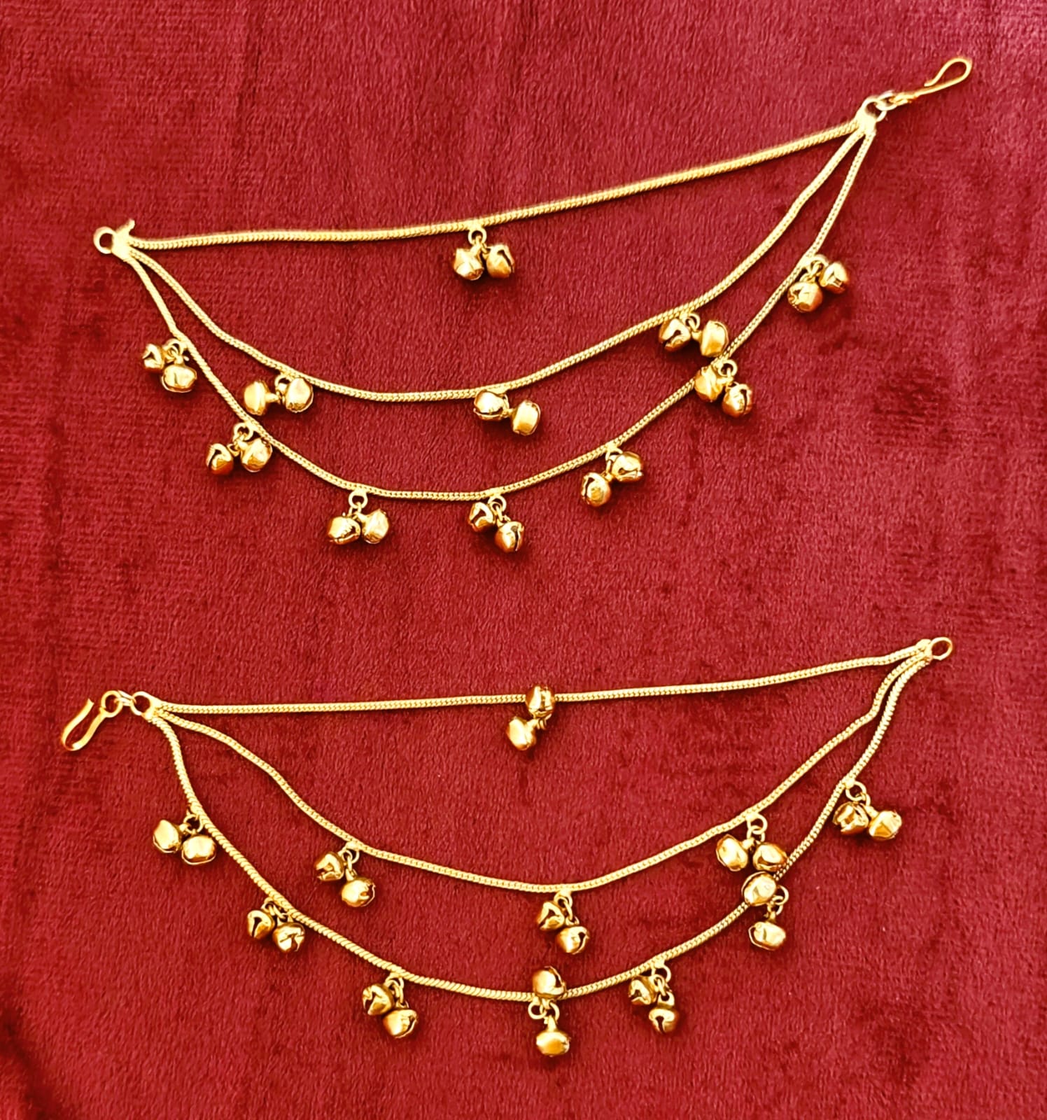 Minimalist Gold-Plated Triple Chain Ear Saharas (Kaanchain)